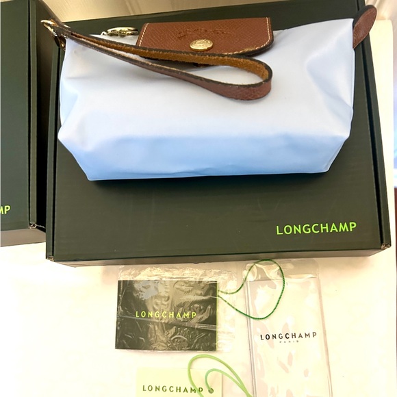 Longchamp Light Blue and Brown Wristlet - Picture 4 of 12